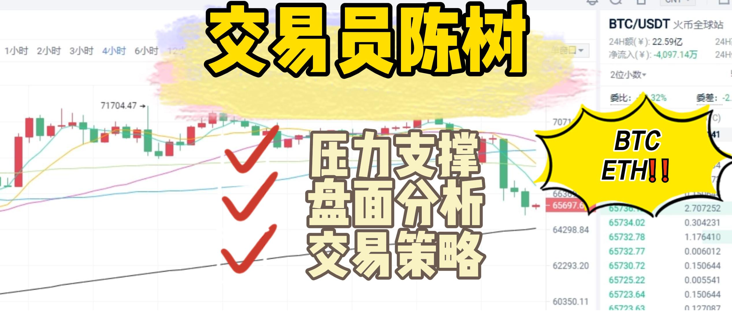 分析师陈树 ：1.9比特币以太坊下跌趋势减缓关注震荡整理方向，关注9万支撑