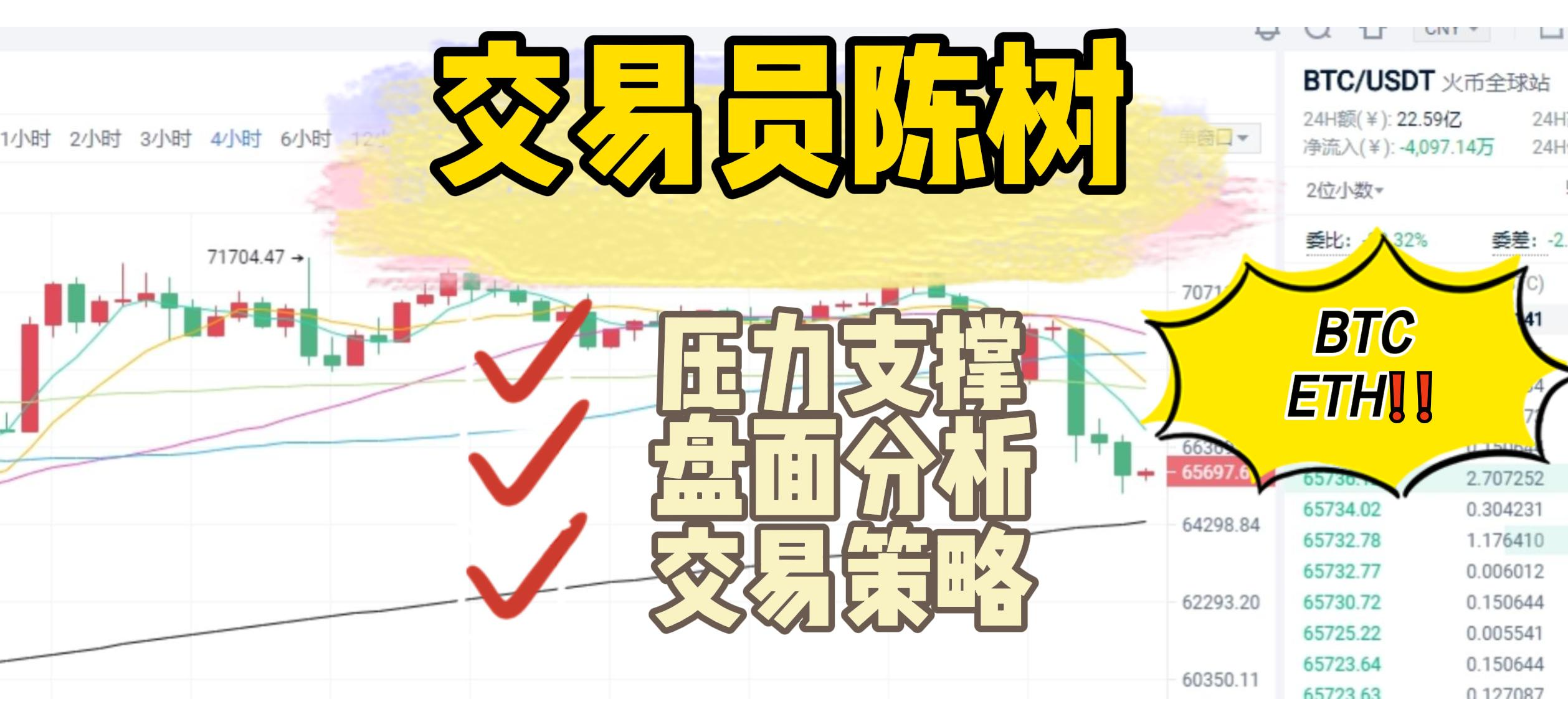 分析师陈树 ：1.22比特币以太坊昨日策略接连大幅获利，日内关注关键位置突破