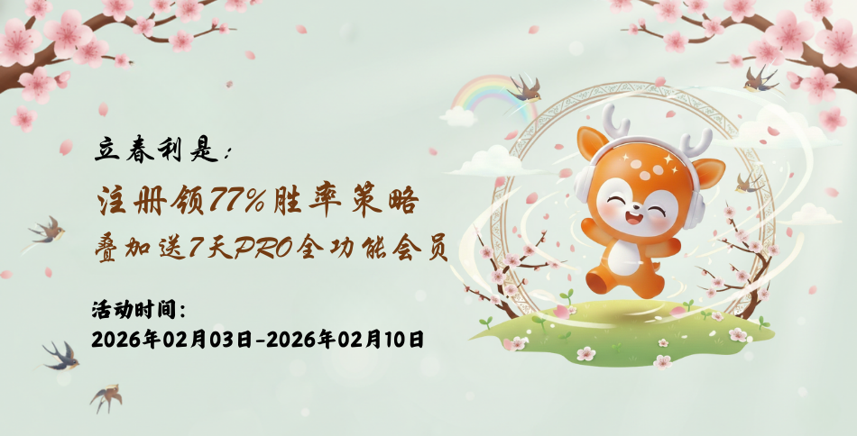 【限时福利】立春探路：注册领 77.78% 胜率顶级策略 + 7天 PRO 会员