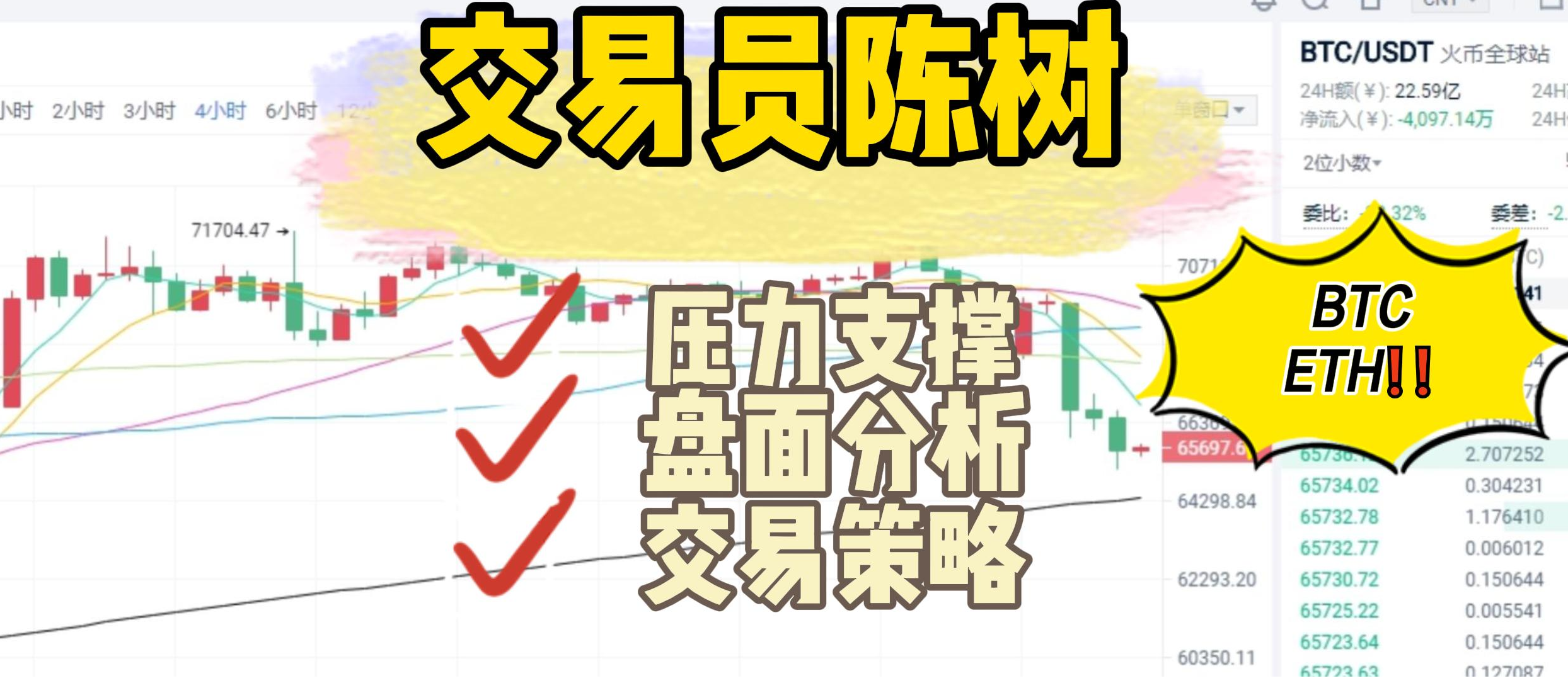 分析师陈树 ：2.6比特币以太坊下跌趋势不减关注大级别支撑5.5万