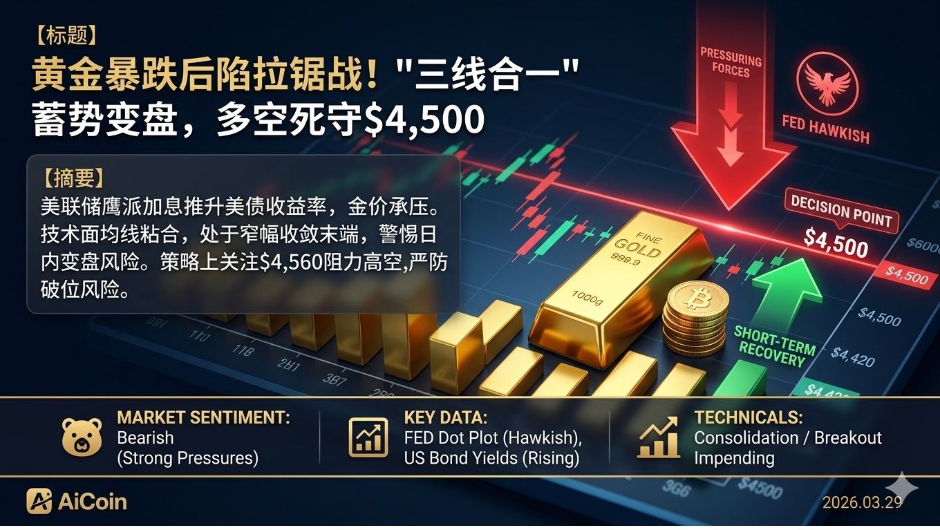 黄金高位跳水后陷入僵局！“三线合一”面临变盘，多空决战4500关口，日内策略全解析