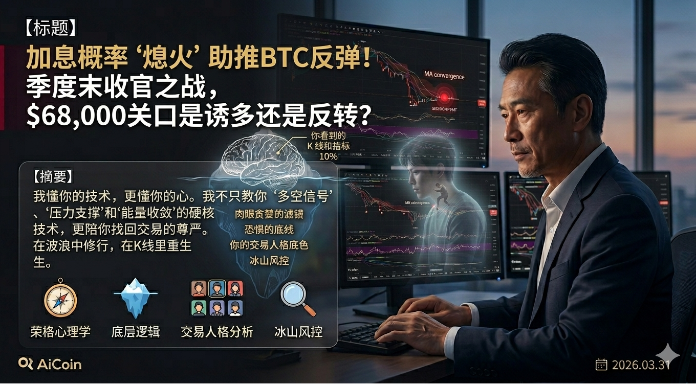 加息概率“熄火”助推BTC反弹！季度末收官之战68000关口是诱多还是反转？