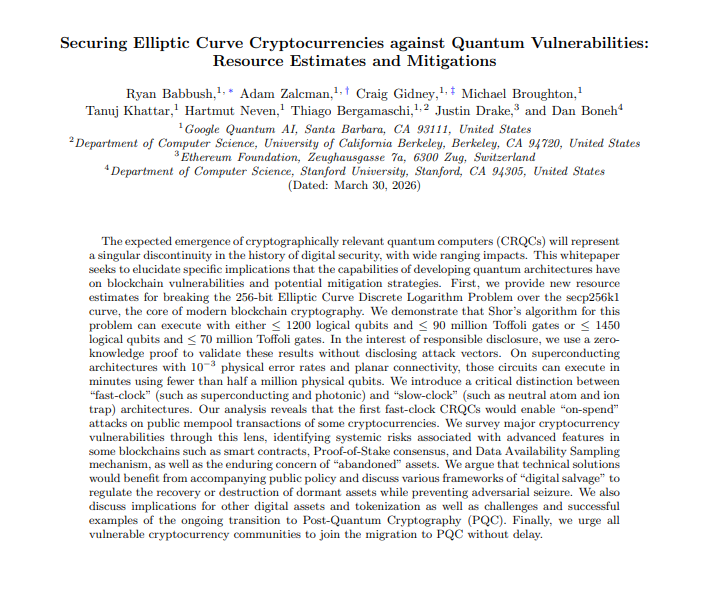 BTC1.8 trillion dollar crisis! Major crypto discovery: Google + Oratomic dual papers compress quantum cracking threshold by 20-40 times new dynamics_aicoin_img3