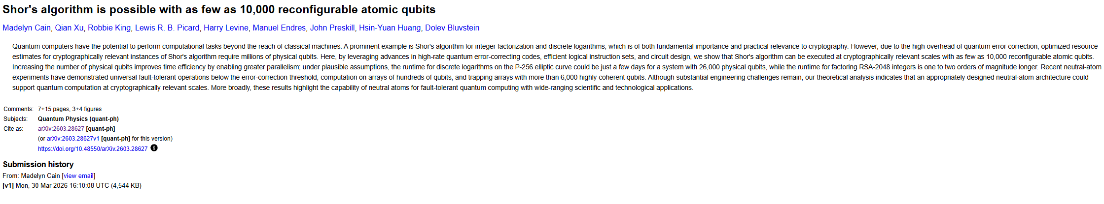 BTC1.8 trillion dollar crisis! Major crypto discovery: Google + Oratomic dual papers compress quantum cracking threshold by 20-40 times new dynamics_aicoin_img4