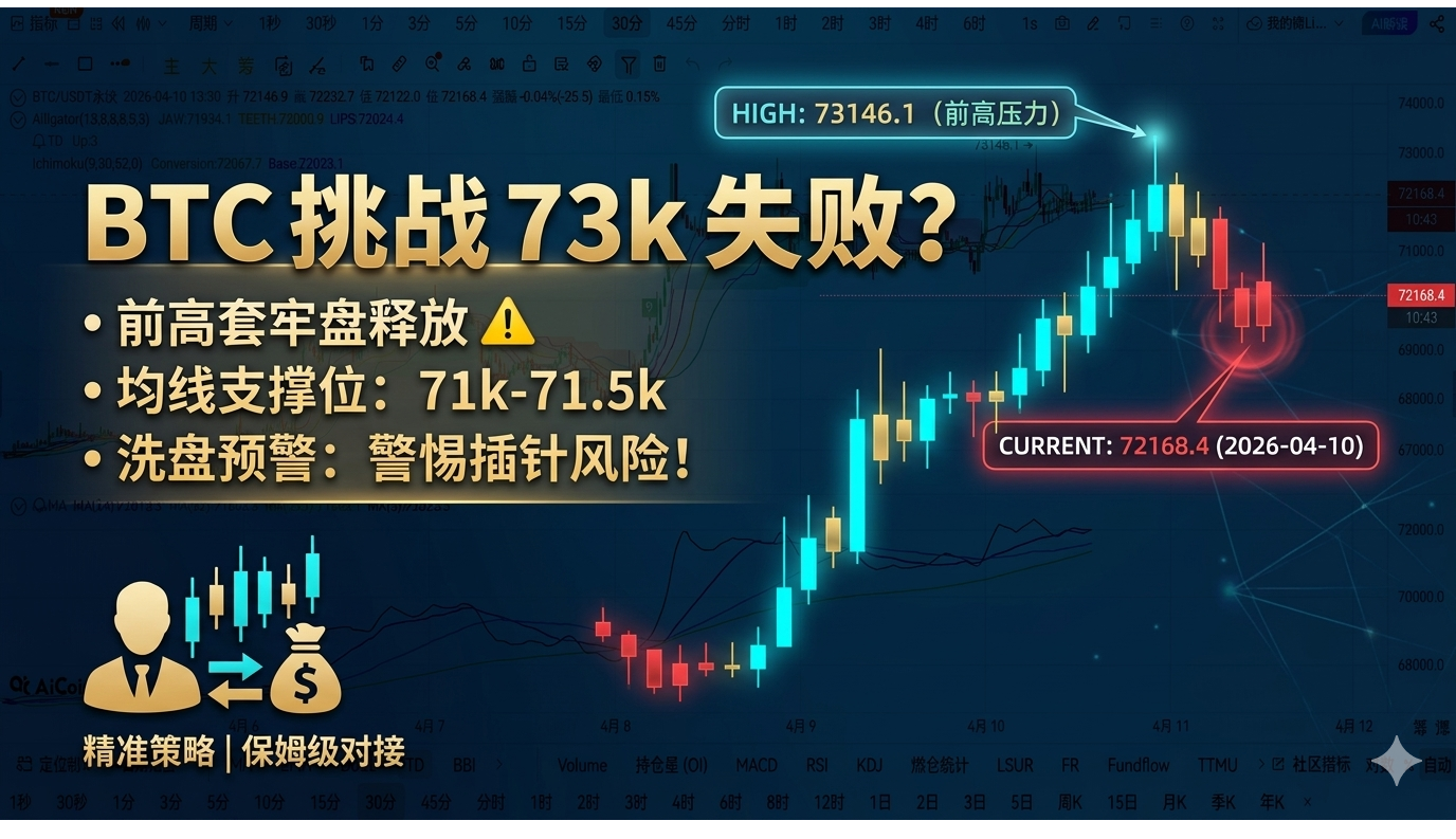 73k 关口围而不攻，警惕“减半洗盘”前夕的震荡