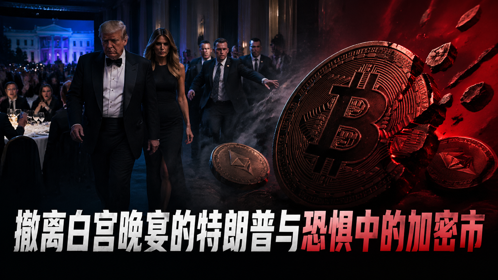 撤离白宫晚宴的特朗普与恐惧中的加密市场