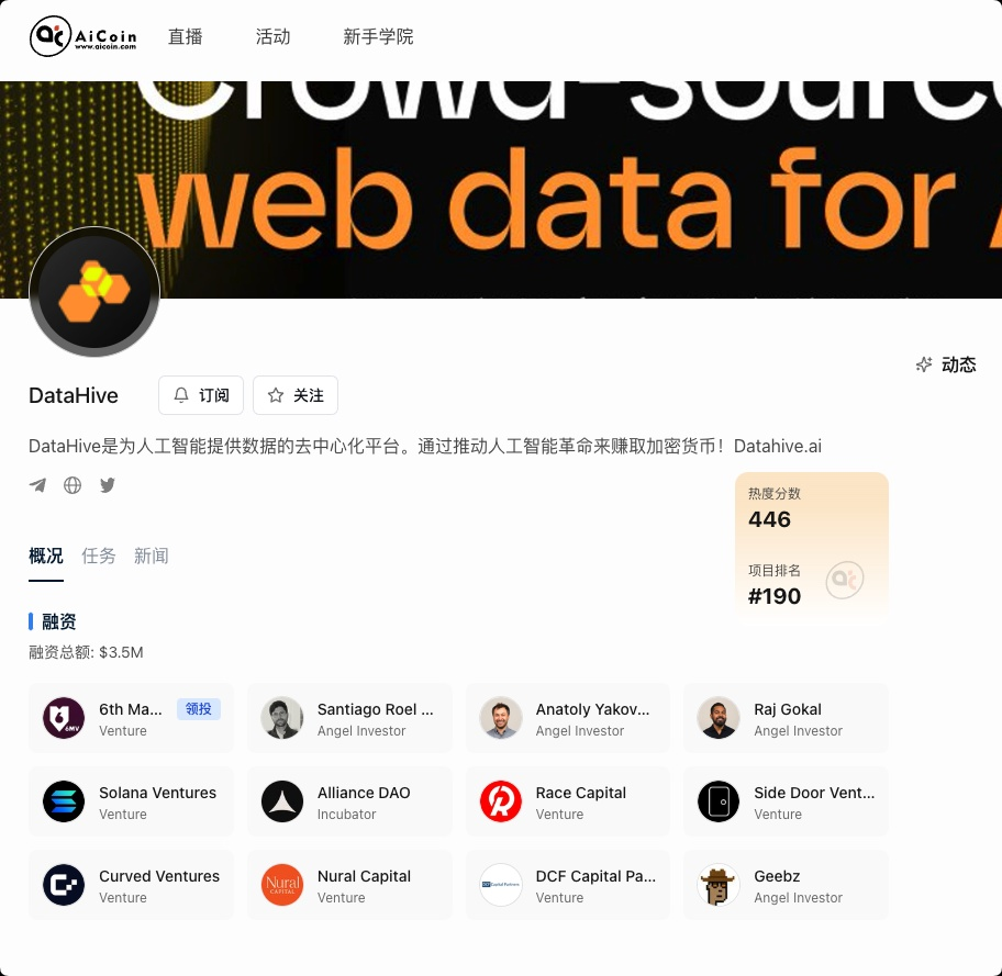 空投雷达:DataHive 撸毛上车指南!_aicoin_图2 空投雷达:DataHive 撸毛上车指南!_aicoin_图2